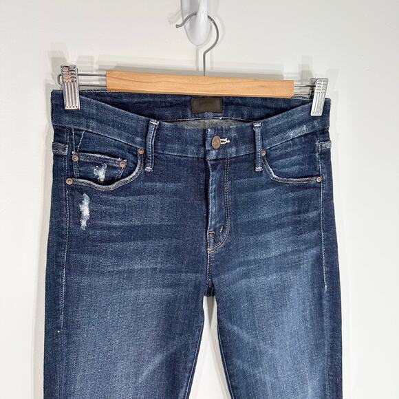 Mother Looker Ankle Fray Denim Jean Partner in Crime | Medium/Dark Wash | SZ 26 - Picture 4 of 12